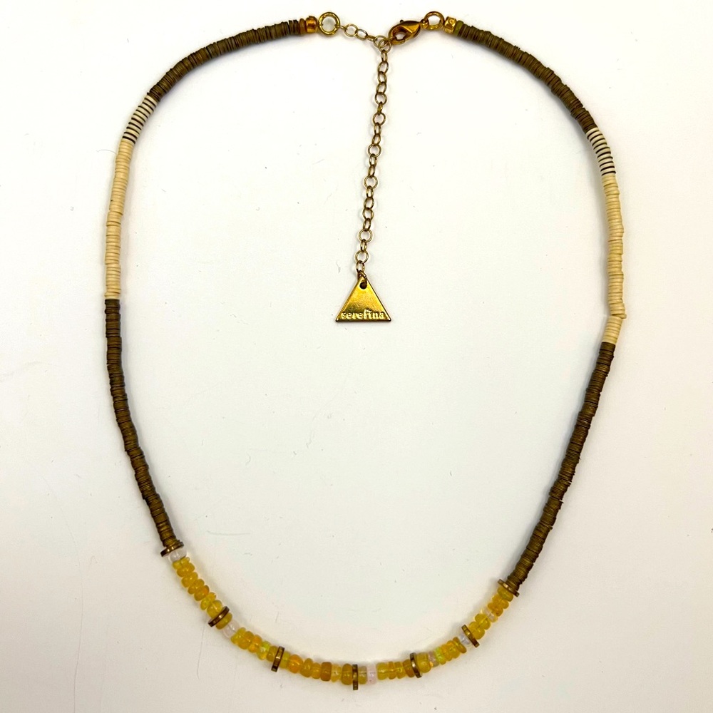 Serefina Heishi Stone Necklace, Gold Tone